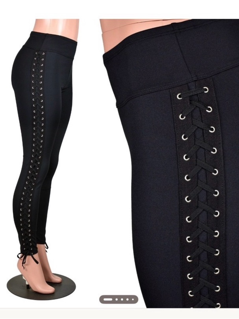 Deranged Designs High-Waist Black Lace-Up Side Leggings